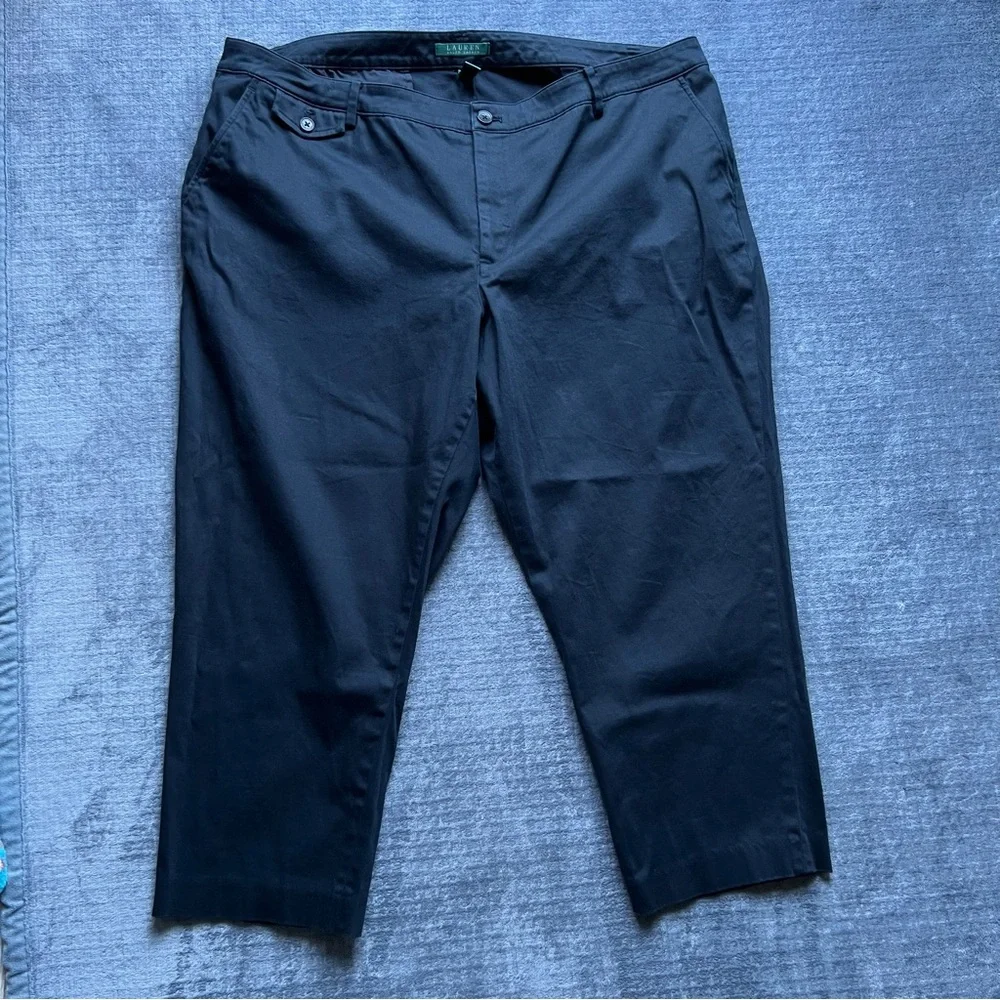 LAUREN Ralph Lauren Plus Size 20W Black Stretch Dress Pants Chinos Khakis